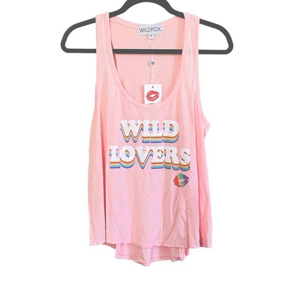 Wildfox Wild Lovers Oversize Tank Top Rainbow Lips Graphic Sz M NWT - Picture 9 of 13